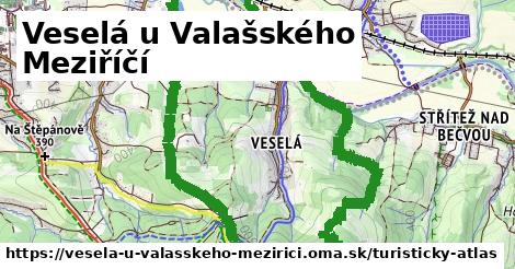 ikona Veselá u Valašského Meziříčí: 3,9 km trás turisticky-atlas v vesela-u-valasskeho-mezirici