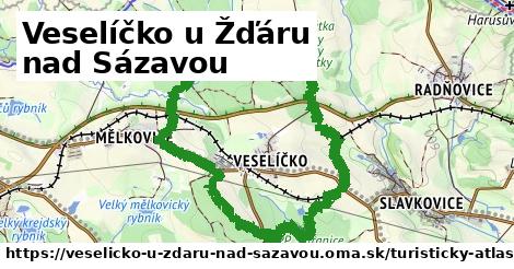 ikona Veselíčko u Žďáru nad Sázavou: 0 m trás turisticky-atlas v veselicko-u-zdaru-nad-sazavou