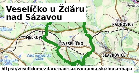 ikona Veselíčko u Žďáru nad Sázavou: 0 m trás zimna-mapa v veselicko-u-zdaru-nad-sazavou