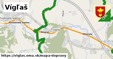 ikona Vígľaš: 18 km trás mapa-dopravy v viglas