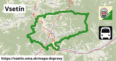 ikona Vsetín: 36 km trás mapa-dopravy v vsetin