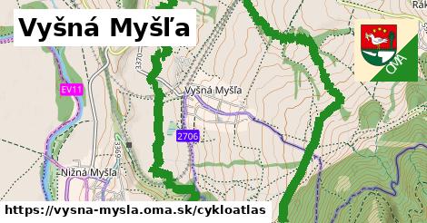 ikona Vyšná Myšľa: 6,2 km trás cykloatlas v vysna-mysla