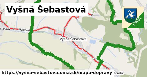 ikona Vyšná Šebastová: 10,4 km trás mapa-dopravy v vysna-sebastova