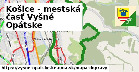 ikona Košice - mestská časť Vyšné Opátske: 29 km trás mapa-dopravy v vysne-opatske.ke