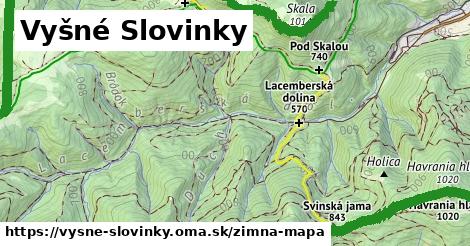 ikona Vyšné Slovinky: 2,3 km trás zimna-mapa v vysne-slovinky