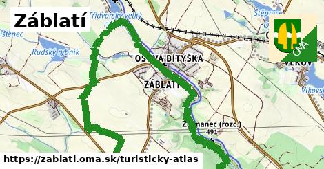 ikona Záblatí: 0 m trás turisticky-atlas v zablati