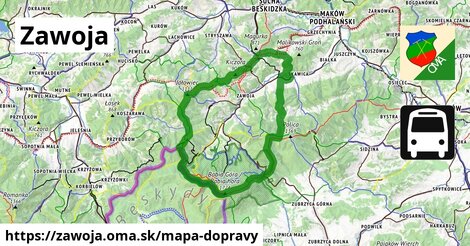 ikona Zawoja: 0 m trás mapa-dopravy v zawoja