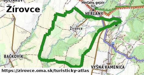 ikona Žírovce: 1,58 km trás turisticky-atlas v zirovce