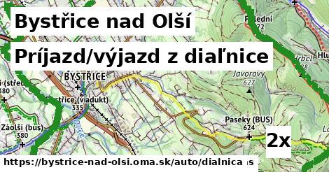 príjazd/výjazd z diaľnice v Bystřice nad Olší