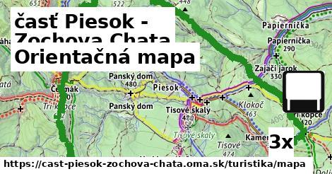 Orientačná mapa, časť Piesok - Zochova Chata