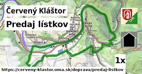 predaj lístkov v Červený Kláštor