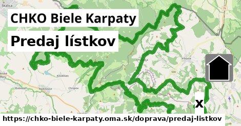 Predaj lístkov, CHKO Biele Karpaty