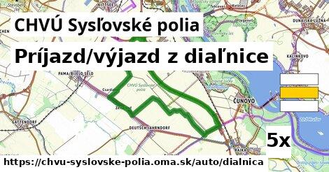 Príjazd/výjazd z diaľnice, CHVÚ Sysľovské polia