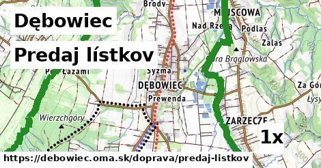 predaj lístkov v Dębowiec