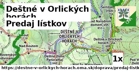 Predaj lístkov, Deštné v Orlických horách