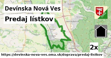 Predaj lístkov, Devínska Nová Ves