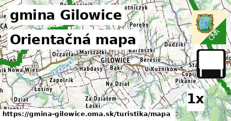 Orientačná mapa, gmina Gilowice