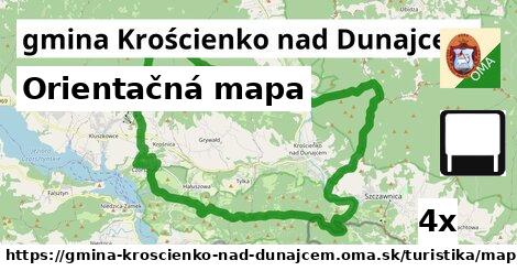 Orientačná mapa, gmina Krościenko nad Dunajcem