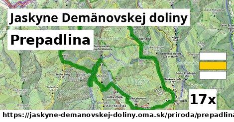 Prepadlina, Jaskyne Demänovskej doliny