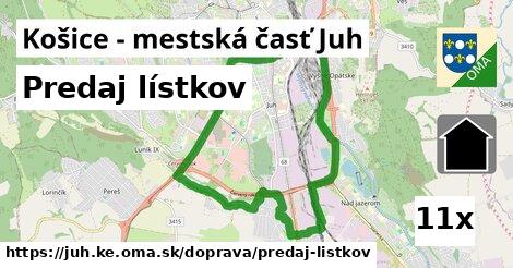 Predaj lístkov, Košice - mestská časť Juh