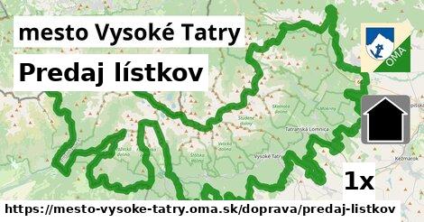 Predaj lístkov, mesto Vysoké Tatry