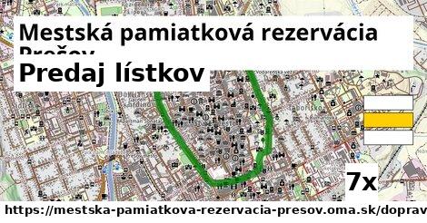 Predaj lístkov, Mestská pamiatková rezervácia Prešov