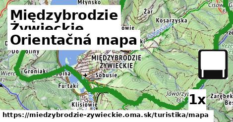 orientačná mapa v Międzybrodzie Żywieckie