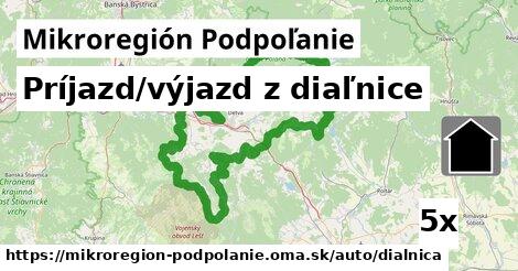 príjazd/výjazd z diaľnice v Mikroregión Podpoľanie