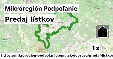 Predaj lístkov, Mikroregión Podpoľanie