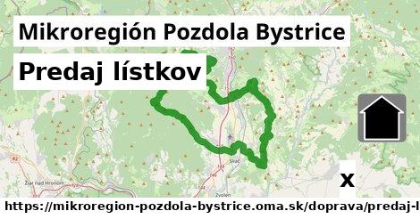 Predaj lístkov, Mikroregión Pozdola Bystrice