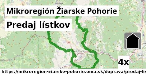 Predaj lístkov, Mikroregión Žiarske Pohorie