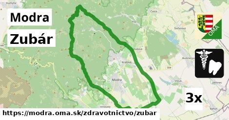 Zubár, Modra