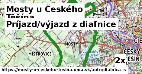 príjazd/výjazd z diaľnice v Mosty u Českého Těšína