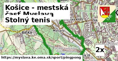 Stolný tenis, Košice - mestská časť Myslava