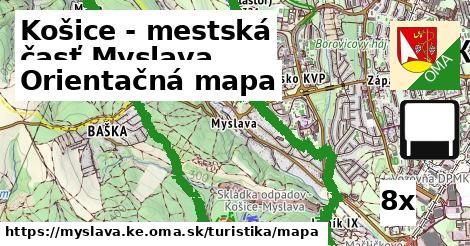 Orientačná mapa, Košice - mestská časť Myslava