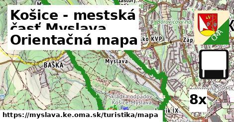 orientačná mapa v Košice - mestská časť Myslava