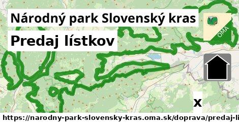 Predaj lístkov, Národný park Slovenský kras