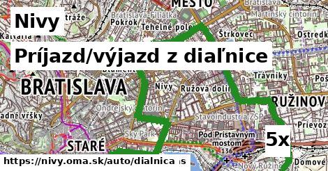 príjazd/výjazd z diaľnice v Nivy