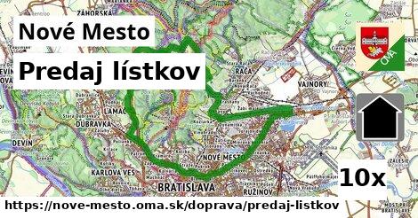 Predaj lístkov, Nové Mesto