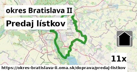 Predaj lístkov, okres Bratislava II