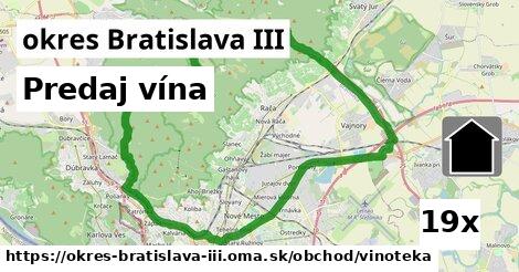 Predaj vína, okres Bratislava III