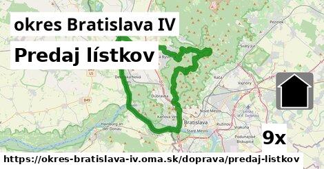 Predaj lístkov, okres Bratislava IV