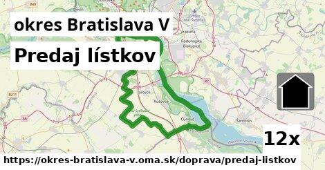 Predaj lístkov, okres Bratislava V