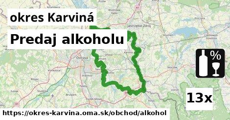 Predaj alkoholu, okres Karviná