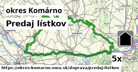 Predaj lístkov, okres Komárno