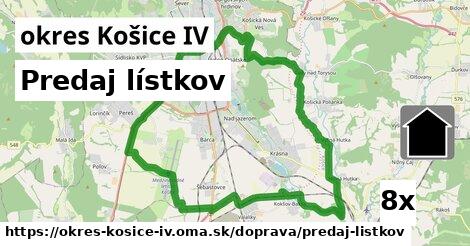 Predaj lístkov, okres Košice IV