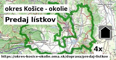 Predaj lístkov, okres Košice - okolie