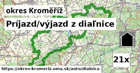 Príjazd/výjazd z diaľnice, okres Kroměříž