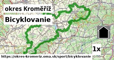 Bicyklovanie, okres Kroměříž