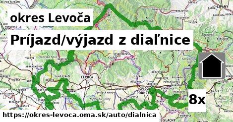 Príjazd/výjazd z diaľnice, okres Levoča